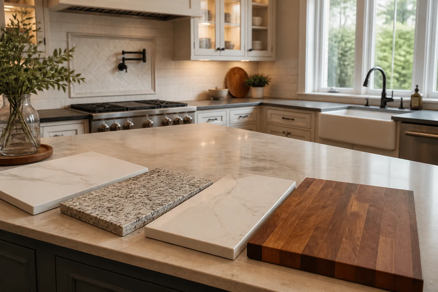 Kitchen countertop material samples